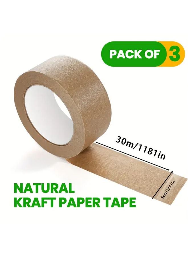 شريط كرافت ثقيل 1.97 بوصة عرضًا 32.78 ياردة طولًا غير مطلي قابل للكتابة 6 لفات - Image 4