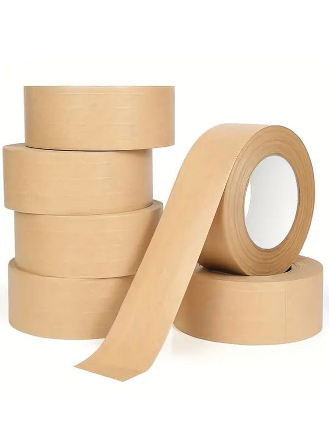 شريط كرافت ثقيل 1.97 بوصة عرضًا 32.78 ياردة طولًا غير مطلي قابل للكتابة 6 لفات - Image 1