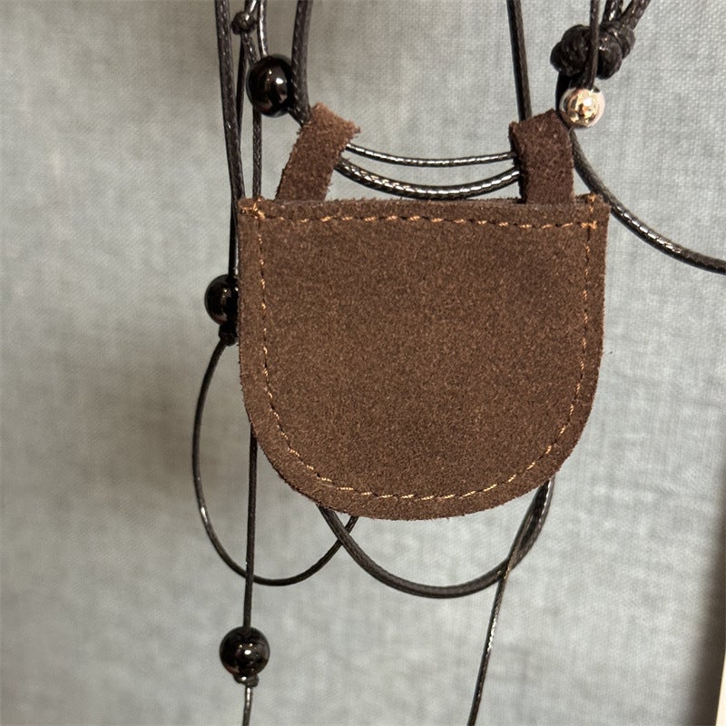 Simple Bluetooth Headset Storage Bag Halter Hanging Leather Small Bag Portable Convenient Storage Bag Small Object Storage Bag - Image 1
