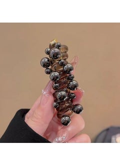 New high-looking Korean-style hair-binding telephone line hair band hair band hair band high elastic hair rope rubber band ponytail hair rope durable hair accessories14-57 Black Pearl 14-57 Black Pearl
