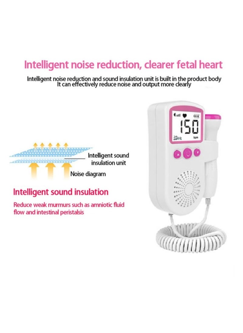 Generic - Portable Fetal Heart Rate Monitor Device, Easy to use Home Fetal Doppler, Ultrasonic Monitoring Technology with LCD Display for Baby(Pink) - Image 1