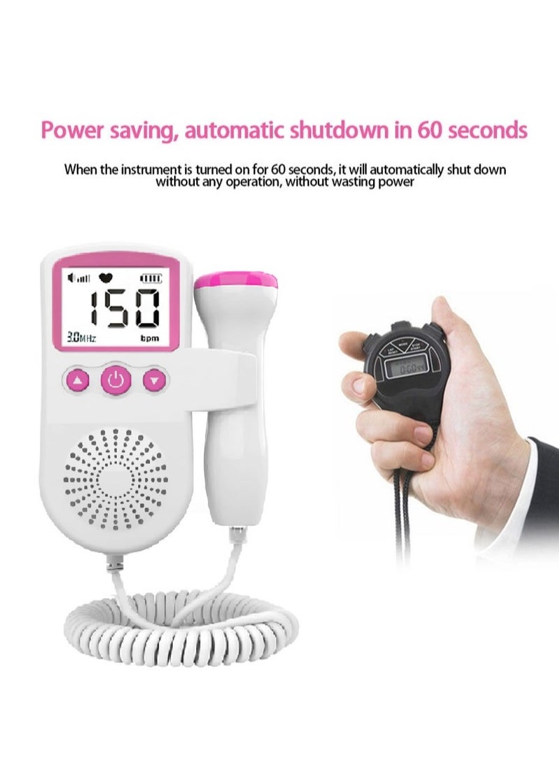 Generic - Portable Fetal Heart Rate Monitor Device, Easy to use Home Fetal Doppler, Ultrasonic Monitoring Technology with LCD Display for Baby(Pink) - Image 1