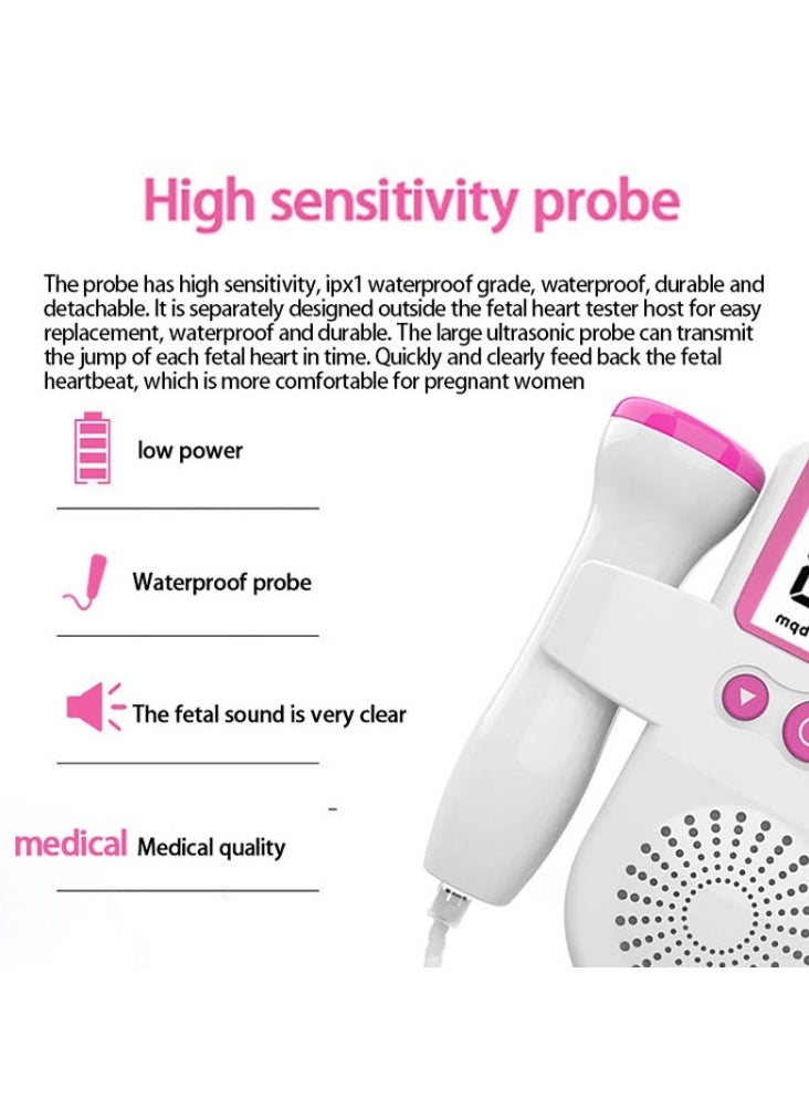 Generic - Portable Fetal Heart Rate Monitor Device, Easy to use Home Fetal Doppler, Ultrasonic Monitoring Technology with LCD Display for Baby(Pink) - Image 1