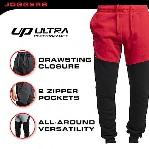 Ultra Performance 3 Pack Fleece Active Tech Joggers for Men, Mens Sweatpants with Zipper Pockets - Image 4