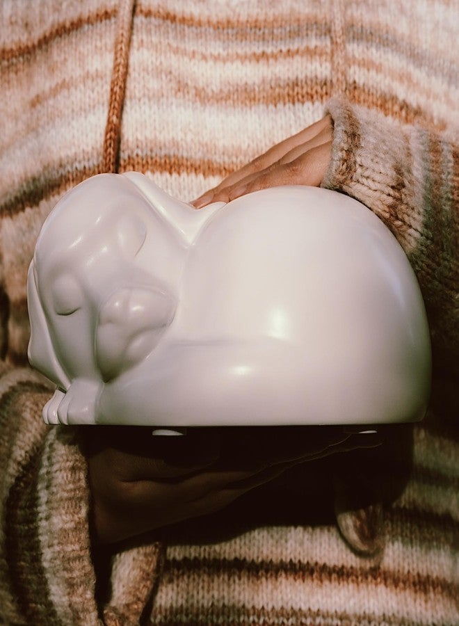 FUFYUKEY Dog Urn, Dog Urns for Ashes, for Pets Up to 75 Lbs, Sleeping Doggie Pet Memorial Keepsake Funeral Urn for Dogs Ashes, White Resin Cremation Dogs Urns - Image 3