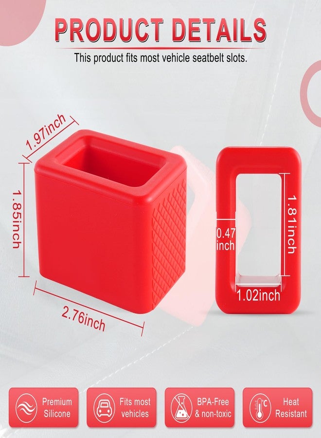 اميس حامل مشبك حزام الأمان من قطعتين من أميس، دعامة ومثبت حزام الأمان الخلفي المصنوع من السيليكون العالمي لسهولة الوصول، يحافظ على وضعية المشبك منتصبة للأطفال والكبار، ملحقات داخلية للسيارة - يناسب معظم السيارات (أحمر) - Image 2