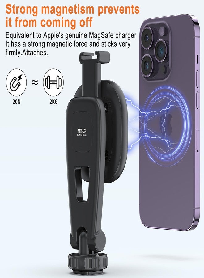 VRIG حامل ثلاثي القوائم مغناطيسي للهاتف المحمول VRIG 21.6"، متوافق مع MagSafe، حامل هاتف قابل للتمديد TP-06 + قاعدة حامل ثلاثي مغناطيسية MG-03 مع جهاز تحكم عن بعد لاسلكي، لجهاز iPhone 16 15 14 13 12 وجميع الهواتف - Image 3