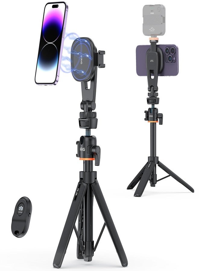 VRIG حامل ثلاثي القوائم مغناطيسي للهاتف المحمول VRIG 21.6"، متوافق مع MagSafe، حامل هاتف قابل للتمديد TP-06 + قاعدة حامل ثلاثي مغناطيسية MG-03 مع جهاز تحكم عن بعد لاسلكي، لجهاز iPhone 16 15 14 13 12 وجميع الهواتف - Image 1