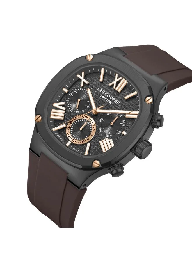 Lee Cooper Men's Multi Function Display Watch With Dark Brown Silicone Strap - LC08150.062