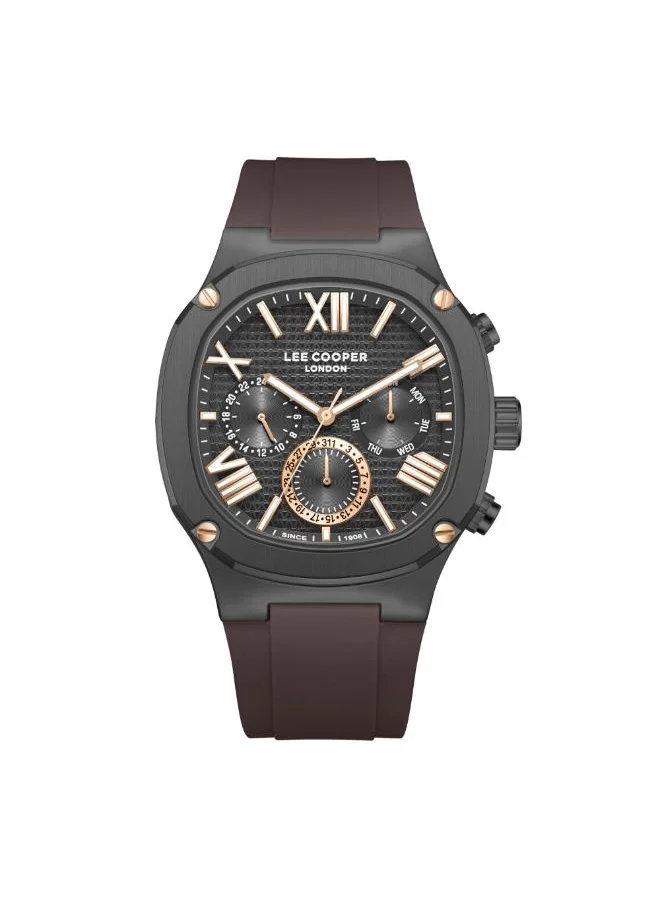 Lee Cooper Men's Multi Function Display Watch With Dark Brown Silicone Strap - LC08150.062
