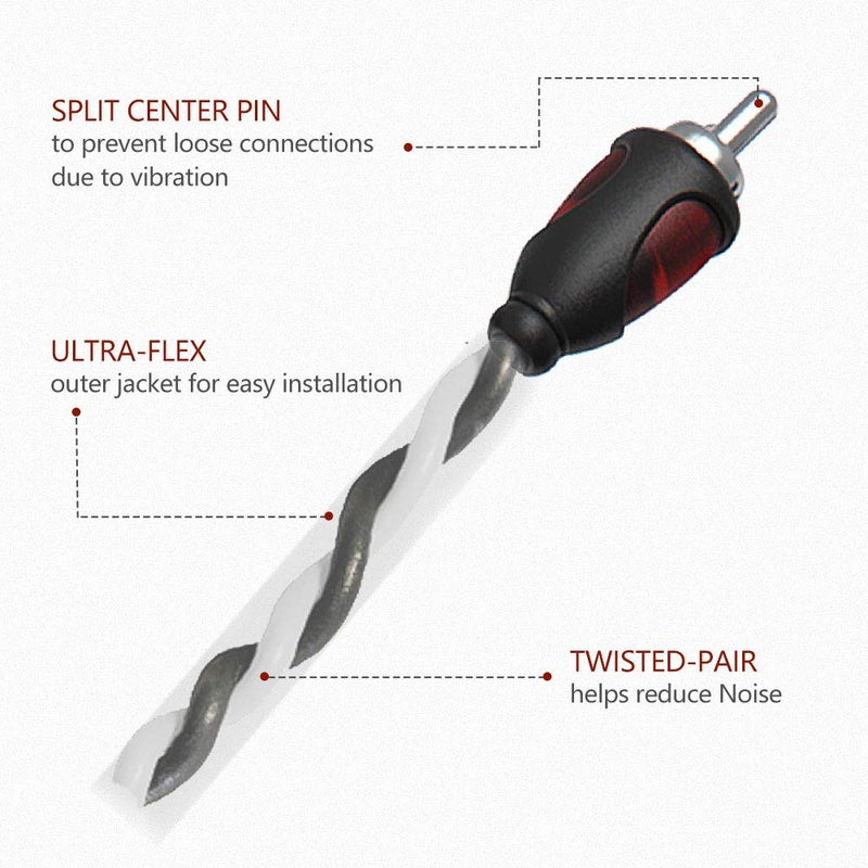 ROCKRIX 1ft RCA 1 Female to 2 Male Audio Speaker Y Adapter Splitter Cable (2 Pack) - Image 4