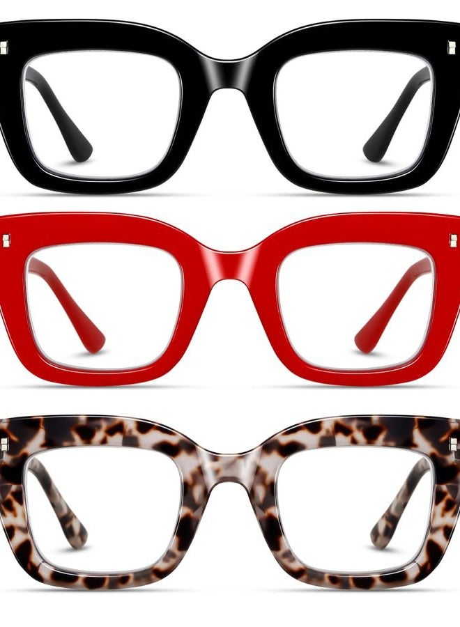 Hubeye 3 Pack Oprah Style Reading Glasses Oversized Readers Blue Light Blocking Computer Eyewear With Spring Hinge +2.5 - Image 1