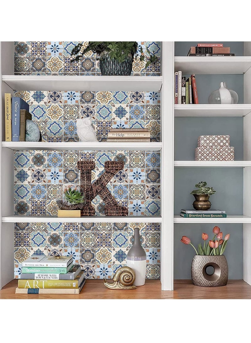 سيوسي ملصقات بلاط جدارية ذاتية اللصق ، ملصقات تزيين بلاط على طراز تركيا للجدران ، 10 قطع قابلة للإزالة بيئيًا ، مقاومة للماء للحمام وديكور المطبخ اللاصق 5.9x5.9 بوصة - Image 3