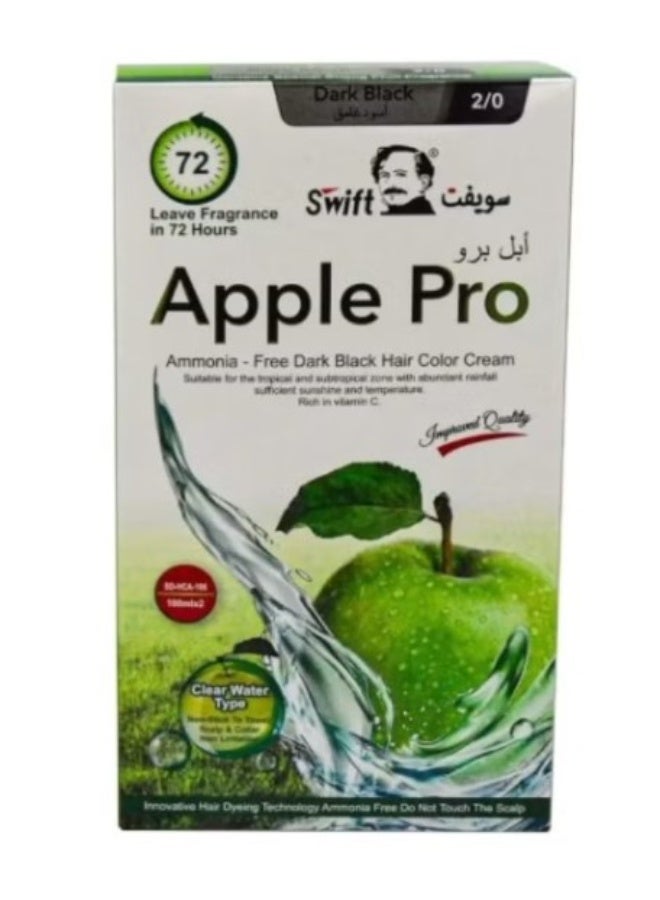 Swift Dark Black Hair Dye Cream, Ammonia-Free 2/0 200 ML