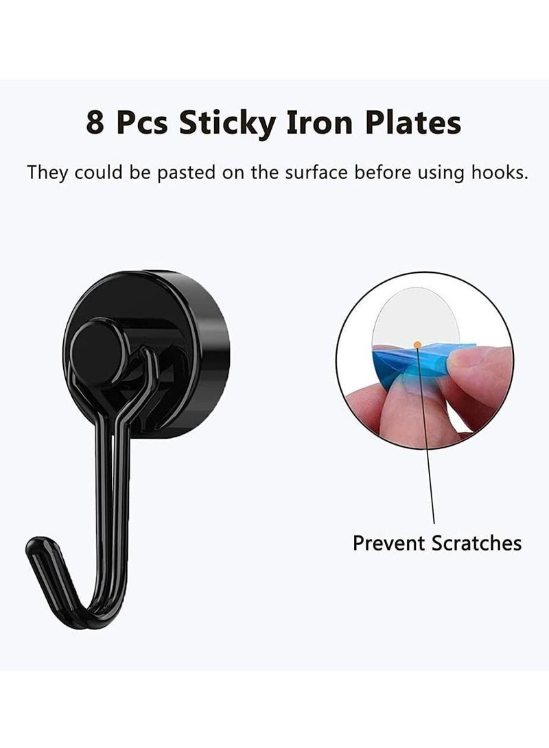 XiuWoo Magnetic Hooks, Heavy Duty Strong Neodymium Magnet Hook 30 Lbs with Rust Proof for Indoor Outdoor Hanging, Refrigerator, Grill, Kitchen, Key Holder, Locker, Classroom, Black, Pack of 8 - Image 5