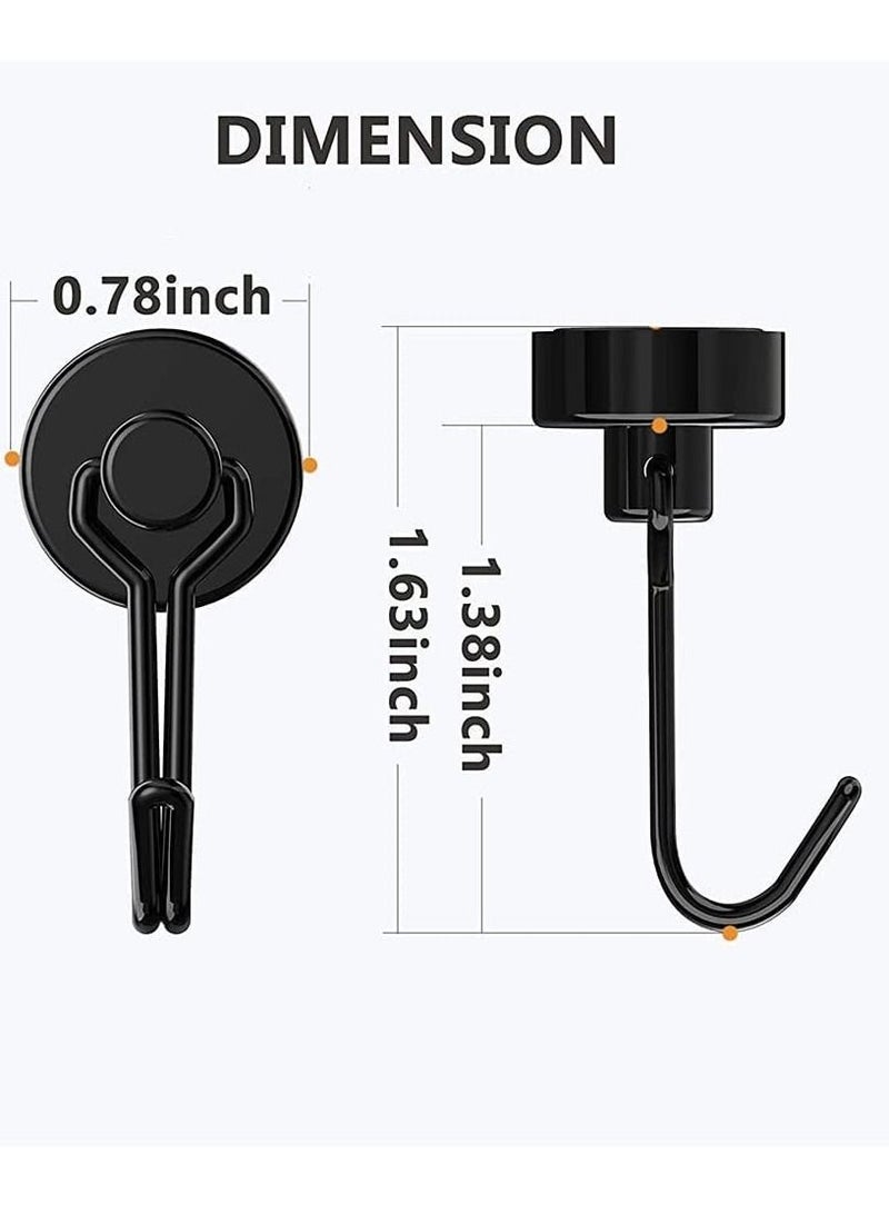XiuWoo Magnetic Hooks, Heavy Duty Strong Neodymium Magnet Hook 30 Lbs with Rust Proof for Indoor Outdoor Hanging, Refrigerator, Grill, Kitchen, Key Holder, Locker, Classroom, Black, Pack of 8 - Image 2