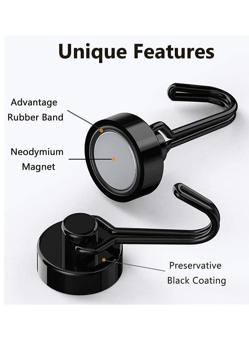 XiuWoo Magnetic Hooks, Heavy Duty Strong Neodymium Magnet Hook 30 Lbs with Rust Proof for Indoor Outdoor Hanging, Refrigerator, Grill, Kitchen, Key Holder, Locker, Classroom, Black, Pack of 8 - Image 3