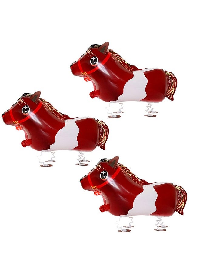 Soochat - Walking Animal Balloons Horse Mylar Foil Helium Aluminum Balloon Farm Animal Theme Birthday Party Decor 3 Pcs - Image 1