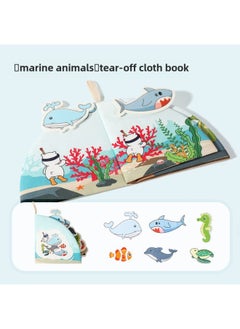 Generic Tearing Cloth Book Tail Baby Can Bite Baby Early Education Puzzle Busy Quiet Book Toy 0-June 1 Year Old-Color:Sea Animals Tear-off Cloth Book  - Image 1