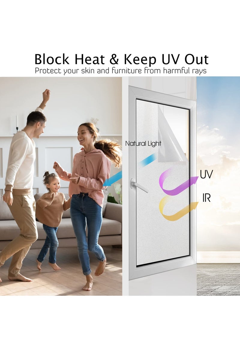 تشيلور غشاء خصوصية نافذة متجمد يحجب الأشعة فوق البنفسجية للتحكم في الحرارة وحجب الأشعة فوق البنفسجية، أغطية أبواب غير لاصقة غير قابلة لإعادة الاستخدام للحمامات والمكاتب المنزلية - Image 3