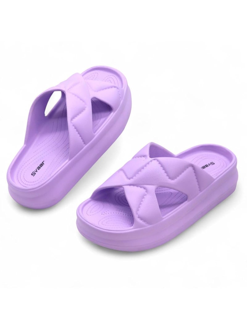 SVAAR Pillow Soft Women's Platform Slides | Lightweight Slip-On Sandals | Slippers for Women & Girls | Comfortable Cushioned Criss-Cross Straps | All Day Wear with Soft Heel Support - Image 1