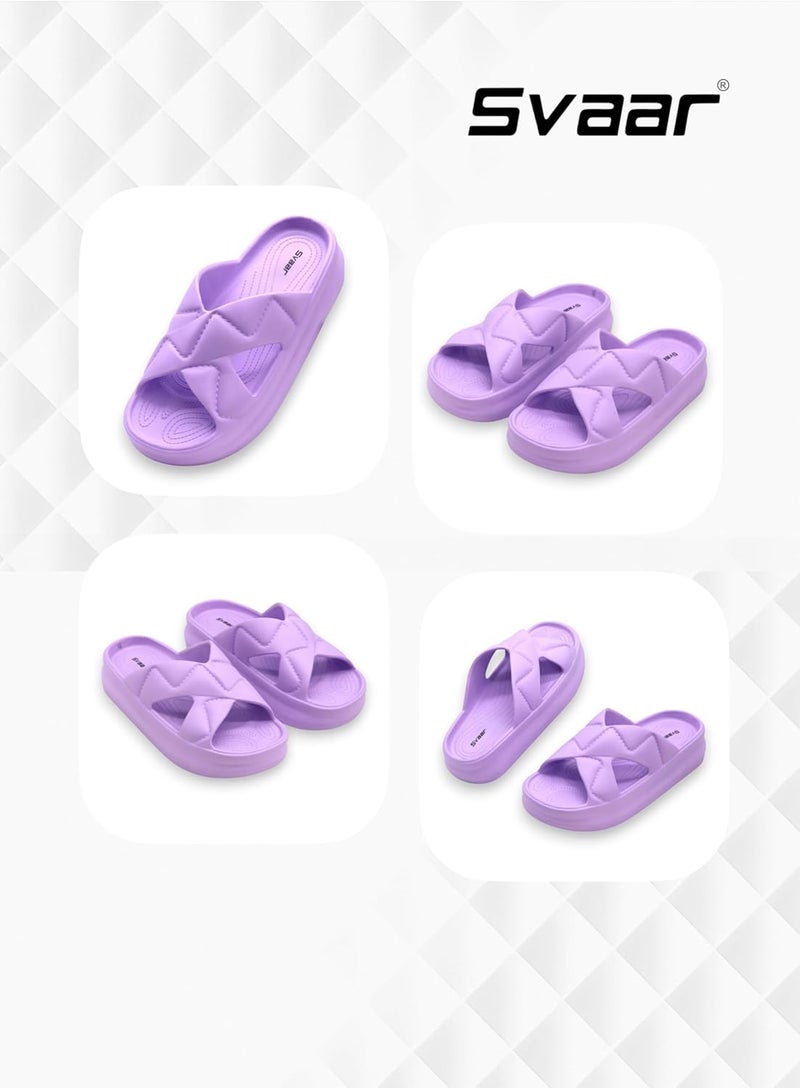 SVAAR Pillow Soft Women's Platform Slides | Lightweight Slip-On Sandals | Slippers for Women & Girls | Comfortable Cushioned Criss-Cross Straps | All Day Wear with Soft Heel Support - Image 3