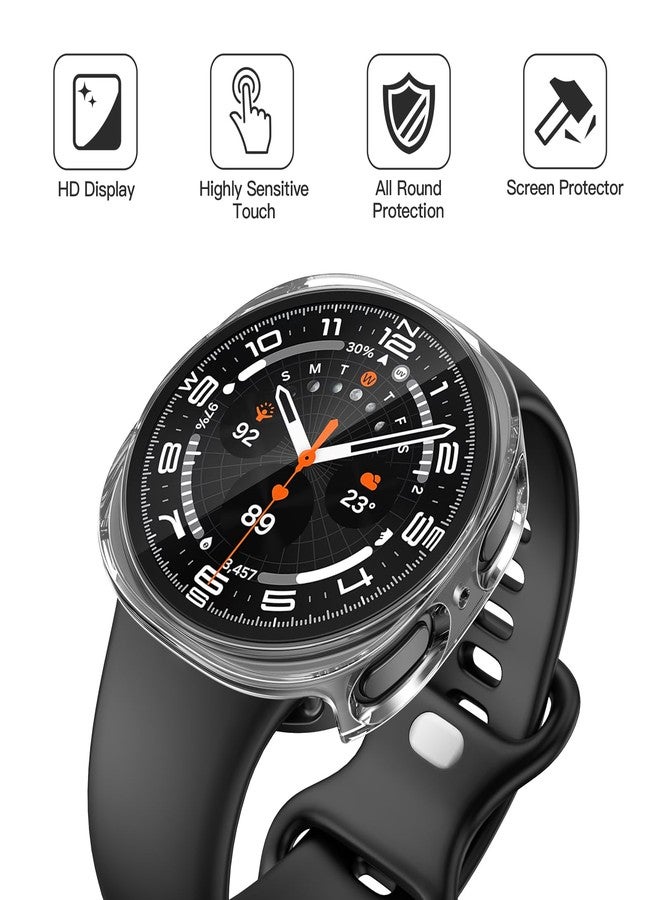 JULK [2 Pack] JULK for New 2025 Galaxy Watch 8 Screen Protector 44mm, Protective Hard Case with Built-in Tempered Glass, Ultra-Thin Scratch Resistant Face Cover for Samsung Watch 8 44mm (2 Transparent) - Image 4