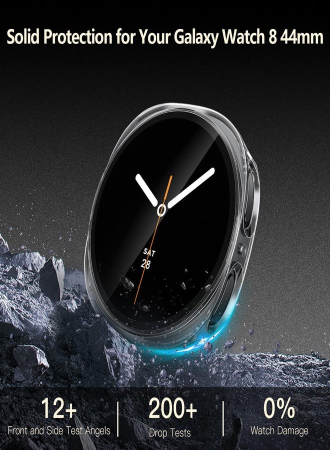 JULK [2 Pack] JULK for New 2025 Galaxy Watch 8 Screen Protector 44mm, Protective Hard Case with Built-in Tempered Glass, Ultra-Thin Scratch Resistant Face Cover for Samsung Watch 8 44mm (2 Transparent) - Image 2