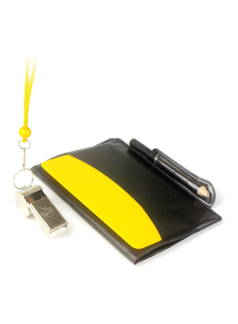 Generic Soccer Referee Flag Set, Red Yellow Cards with Notebook and Pencil, Match Football Linesman Flags, Coach Referee Stainless Steel Whistles - Image 4