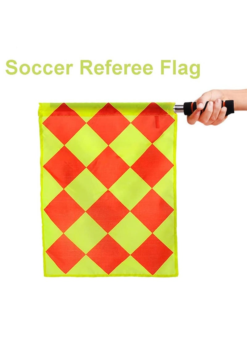Generic Soccer Referee Flag Set, Red Yellow Cards with Notebook and Pencil, Match Football Linesman Flags, Coach Referee Stainless Steel Whistles - Image 2