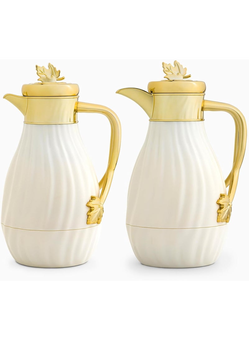 ماستر جولد طقم ترمس فاخر للشاي والقهوة من أميرا بغطاء ذهبي سعة 1 لتر | ترمس ديافة للشاي والقهوة يحافظ على الحرارة لمدة 12 ساعة | تصميم أنيق للمناسبات والضيافة - Image 1