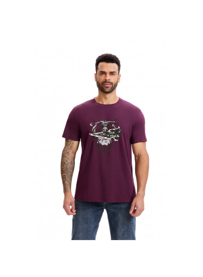Heavyweight Large Size Mercerized Cotton Cartoon T-shirt Men's Summer Casual Loose Breathable Printed Trendy Short Sleeve Base Layer