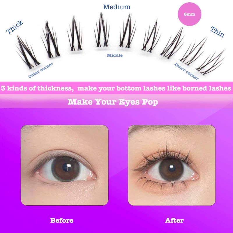 DAODER Bottom Lash Clusters DIY Eyelash Extensions - DAODER 90pcs Wispy Natural Look Clear Band Lashes for Bottom Eyelashes 6mm - Image 3