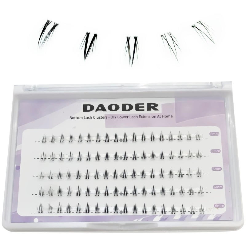 DAODER Bottom Lash Clusters DIY Eyelash Extensions - DAODER 90pcs Wispy Natural Look Clear Band Lashes for Bottom Eyelashes 6mm - Image 1