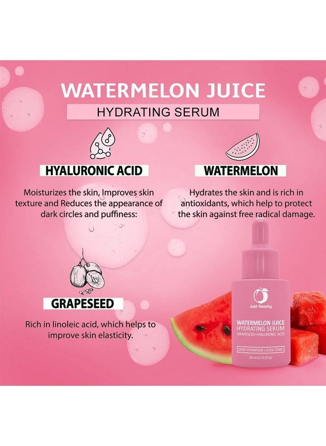 Just Peachy Watermelon Juice Hydrating Serum With Grapeseed And Hyaluronic Acid ; Glowing Skin & Fines Lines ; Daily Hydrating Face Serum For Dry Dehydrated Skin 30 Ml  - Image 4