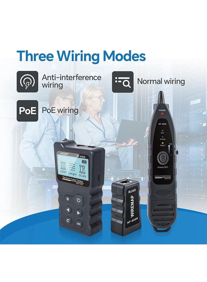 نويافا جهاز اختبار كابل الشبكة المتقدم من  مع PoE NCV ومصباح لـ CAT5e/CAT6/CAT6a، جهاز اختبار كابل تعقب الأسلاك متعدد الوظائف لتعقب خط الهاتف تحت الأرض لإصلاح المنزل  - Image 4