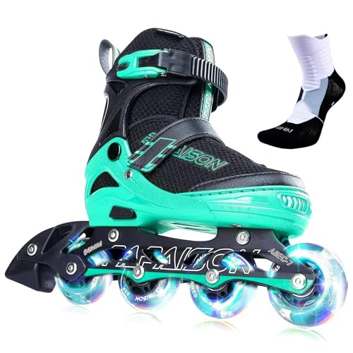 PAPAISON Adjustable Inline Skates for Kids and Adults with Full Light Up Wheels, Outdoor Roller Skates for Girls and Boys, Men and Women - Image 1