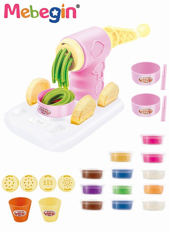 Generic - 33PCS Kids Noodle Machine Dough Kit, Color Dough Kitchen Creations Set, Fun Safe Playdough Sets, Spaghetti/Pasta/Ice Cream Maker Machine Modelling Clay Mould with Roller/Tableware Set, Creative Play - Image 1