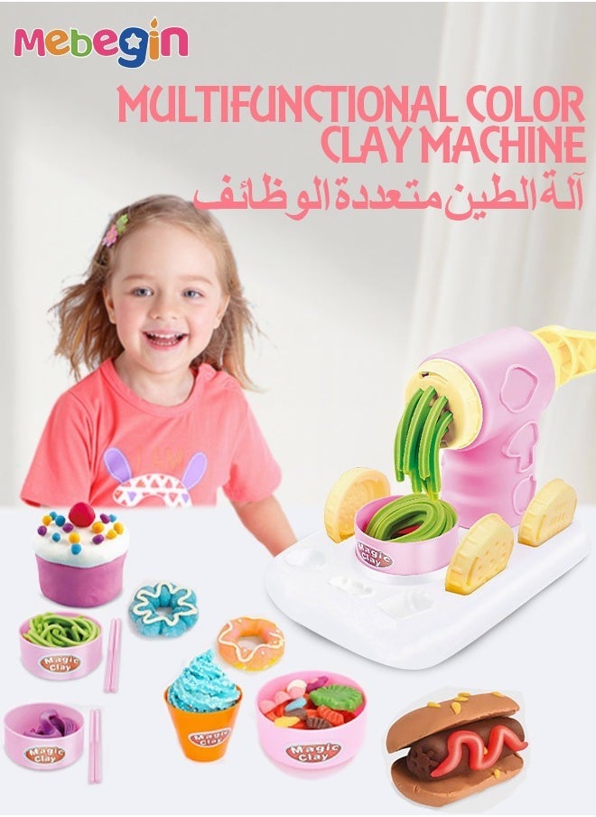 Generic - 33PCS Kids Noodle Machine Dough Kit, Color Dough Kitchen Creations Set, Fun Safe Playdough Sets, Spaghetti/Pasta/Ice Cream Maker Machine Modelling Clay Mould with Roller/Tableware Set, Creative Play - Image 1