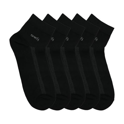 ONE8 By Virat Kohli ANTIMICROBIAL Cotton Breathable Daily-Wear/Running/Gym/Training Ankle Socks For Men (Pack of 5) | Black - Image 4