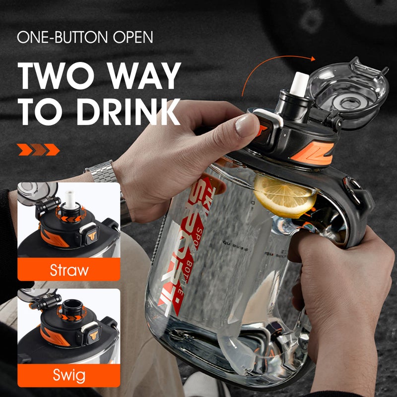 TKK زجاجة ماء رياضية TKK سعة 32 أونصة مع قشة - زجاجة ماء بلاستيكية كبيرة السعة - آمنة للغسل في غسالة الصحون 1 لتر خالية من BPA من مادة تريتان لليوغا والرياضة والسفر والتخييم في الهواء الطلق باللون الأخضر الفاتح - Image 4