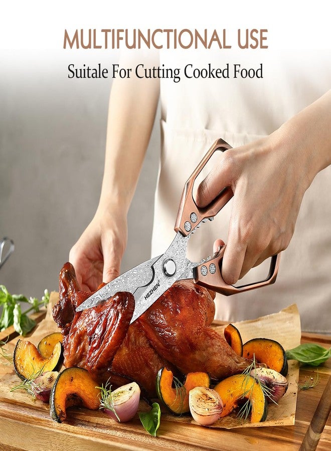 HEZHEN Damascus Kitchen Shears, 110 Layers Damascus Steel Heavy Duty Kitchen Scissors Multifunctional Cooking Scissors Poultry Shears, Aluminium Alloy Handle - Image 4