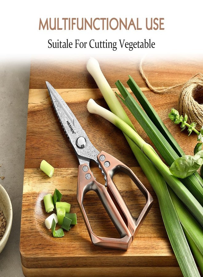 HEZHEN Damascus Kitchen Shears, 110 Layers Damascus Steel Heavy Duty Kitchen Scissors Multifunctional Cooking Scissors Poultry Shears, Aluminium Alloy Handle - Image 5