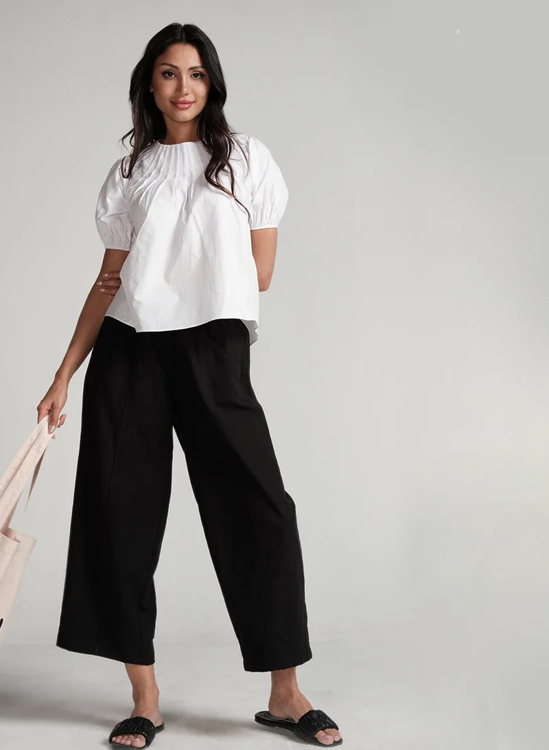 Zigzag Black Side Pocket Elasticated Waist Pant