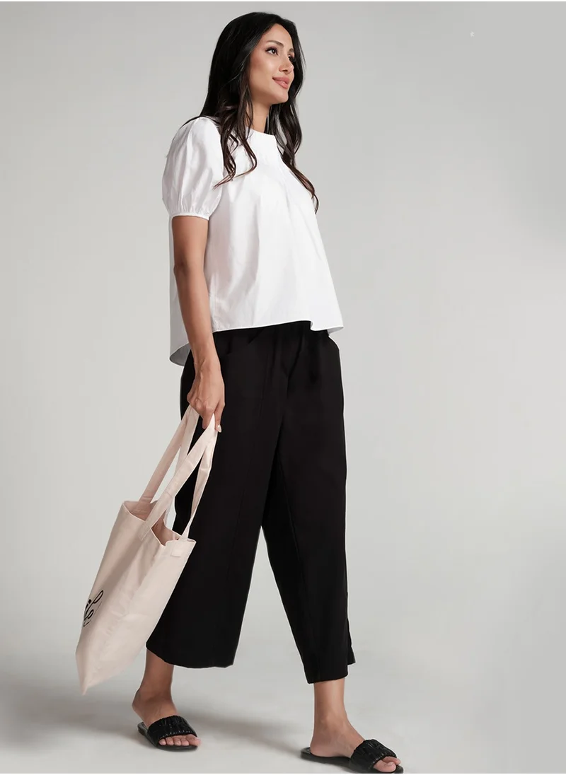 Zigzag Black Side Pocket Elasticated Waist Pant