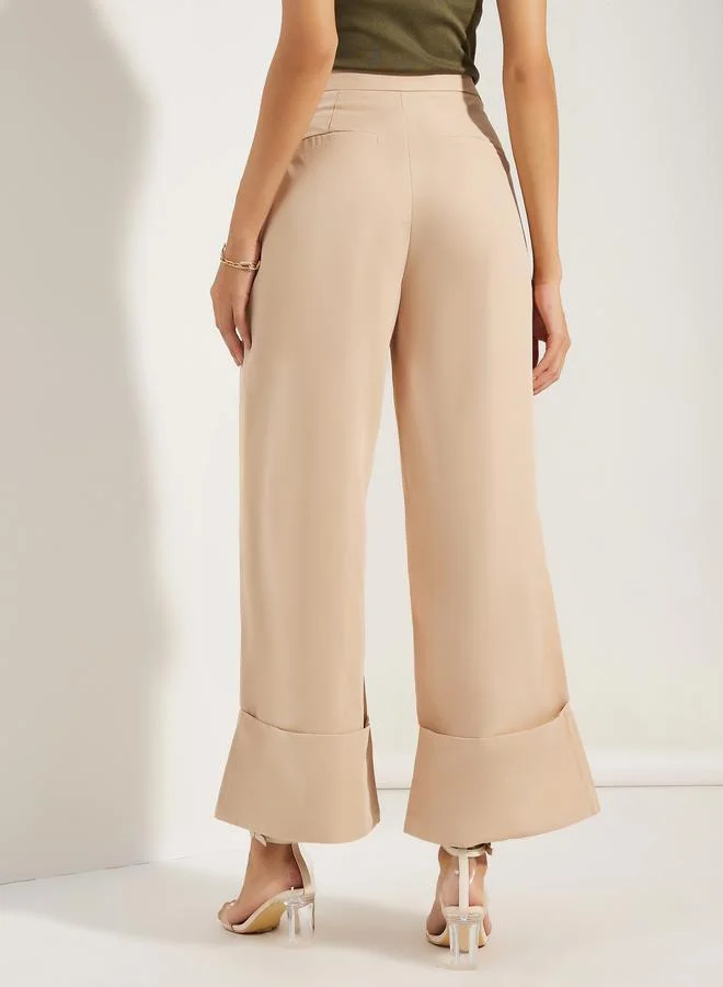 ستايلي Textured Wide Leg Ankle Length Pants