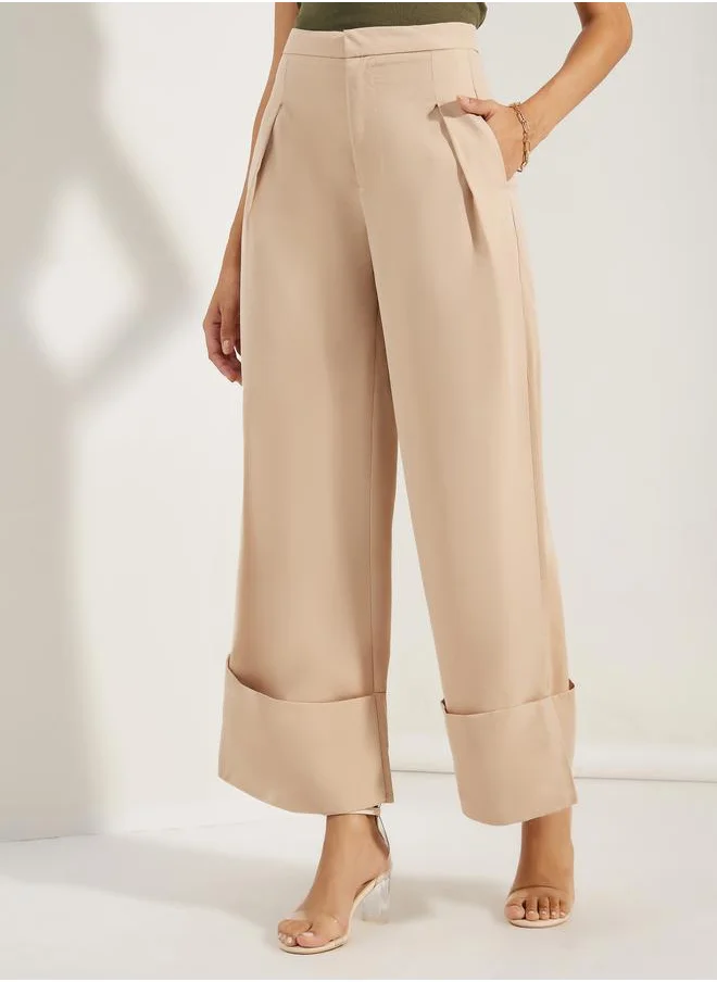 ستايلي Textured Wide Leg Ankle Length Pants