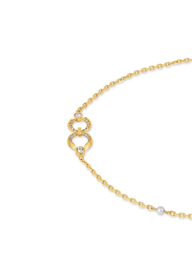 CERRUTI 1881 Celeste Gold Long Necklace with Crystal C Charms for Women