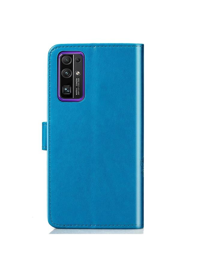 اس-توب جراب لهاتف Huawei Honor 30، جراب جلدي منقوش بأربع أوراق لحماية الهاتف المحمول مع حبل وفتحة للبطاقات ومحفظة ووظيفة قوس - Image 2