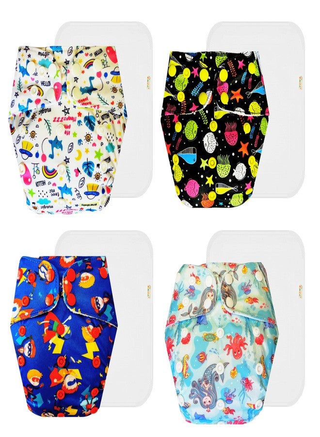 Dumbledo Premium Cloth Diaper with Cotton Insert (Pack of 4) | Soft & Gentle | Breathable | Quick Dry | Ideal for Toddlers | 3 Months - 3 Years | Unisex Baby - Image 1